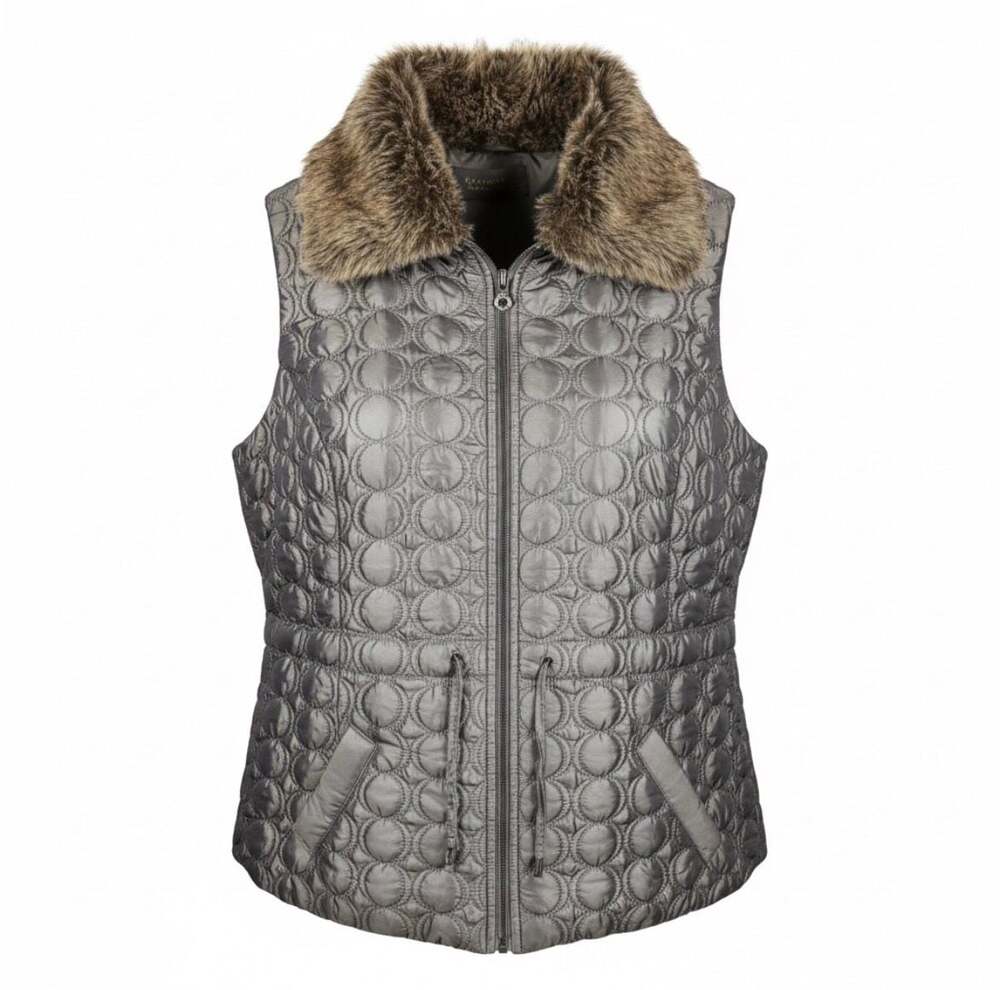 Casual Identity Women's Quilted Vest with Detachable Faux Fur Collar